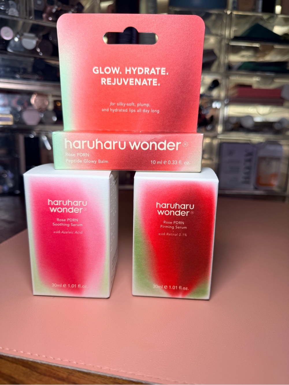 3 Piece Brand New haruharu wonder K-Skincare Items, Rose PDRN Serums & Lip Balm